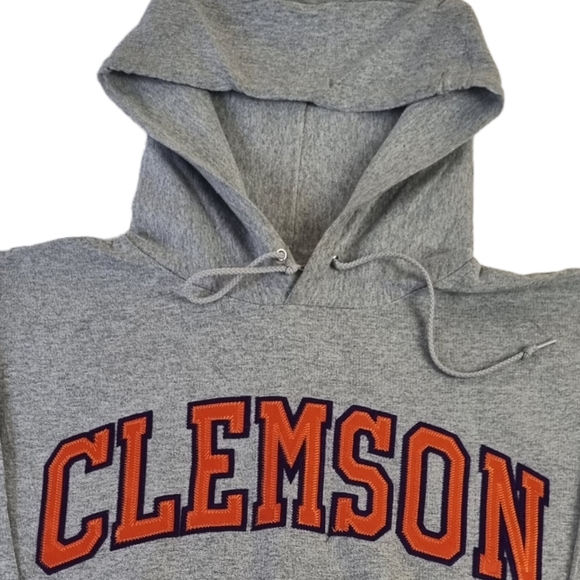 Champion Clemson Hoodie USA Hooded Sweatshirt Grey Embroidered Mens Size Small. - Picture 5 of 9